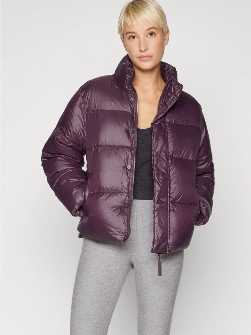 Fabletics Women's Dark Plum essential Puffer Jacket size small